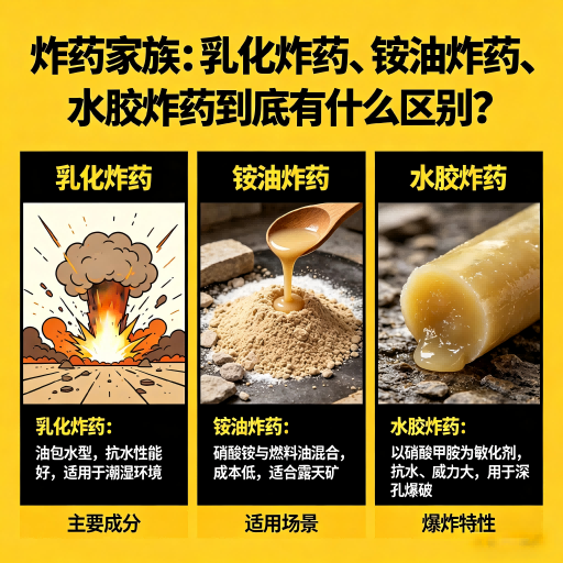 洪湖炸药家族：乳化炸药、铵油炸药、水胶炸药到底有什么区别？